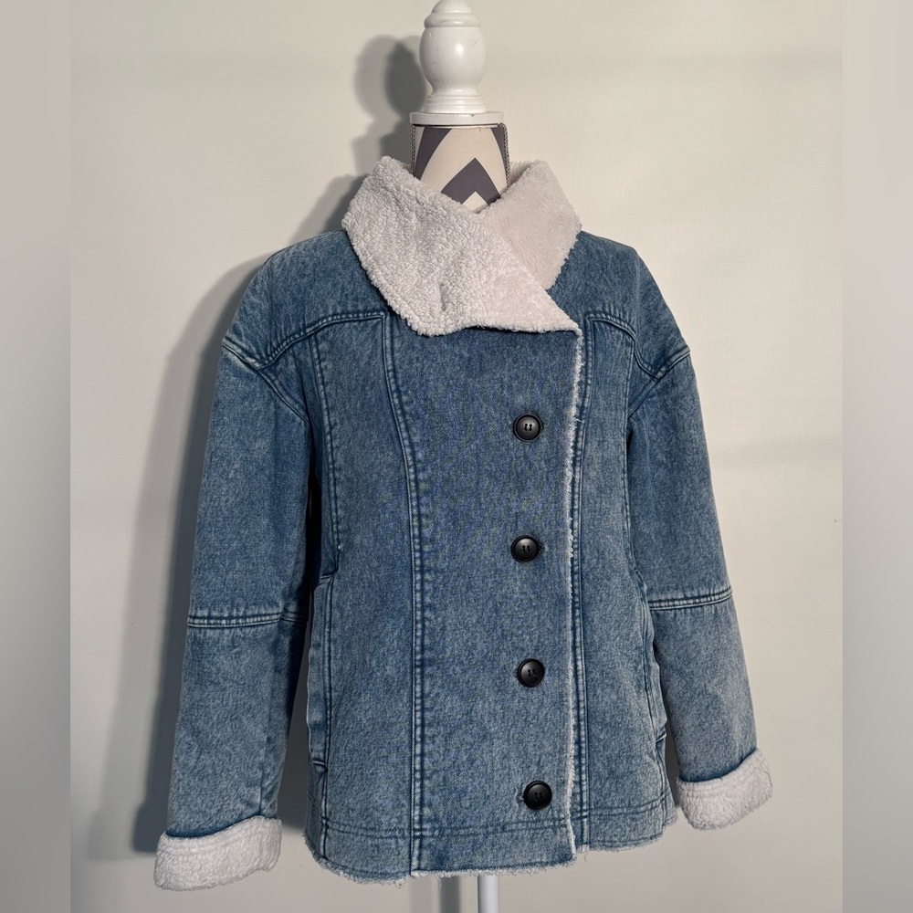 Lucky Brand Stonewashed Style Faux Fur Sherpa jacket size M